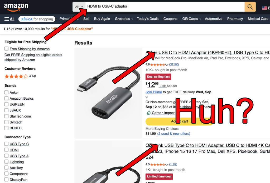 an frustratingly inaccurate adaptor search result often leads to problems that compound your original problem when you buy the wrong adaptor