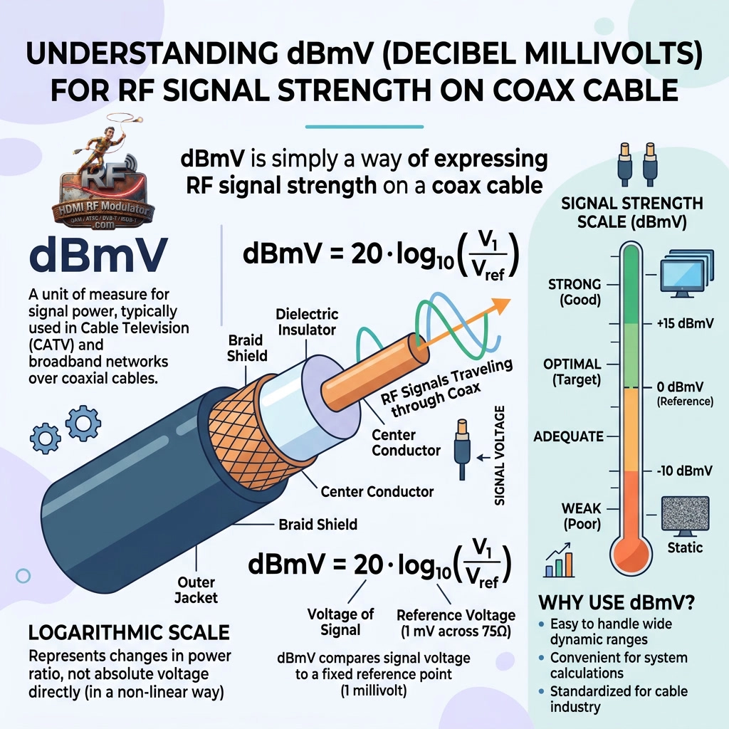 an image showing how dBmV expresses signal strength